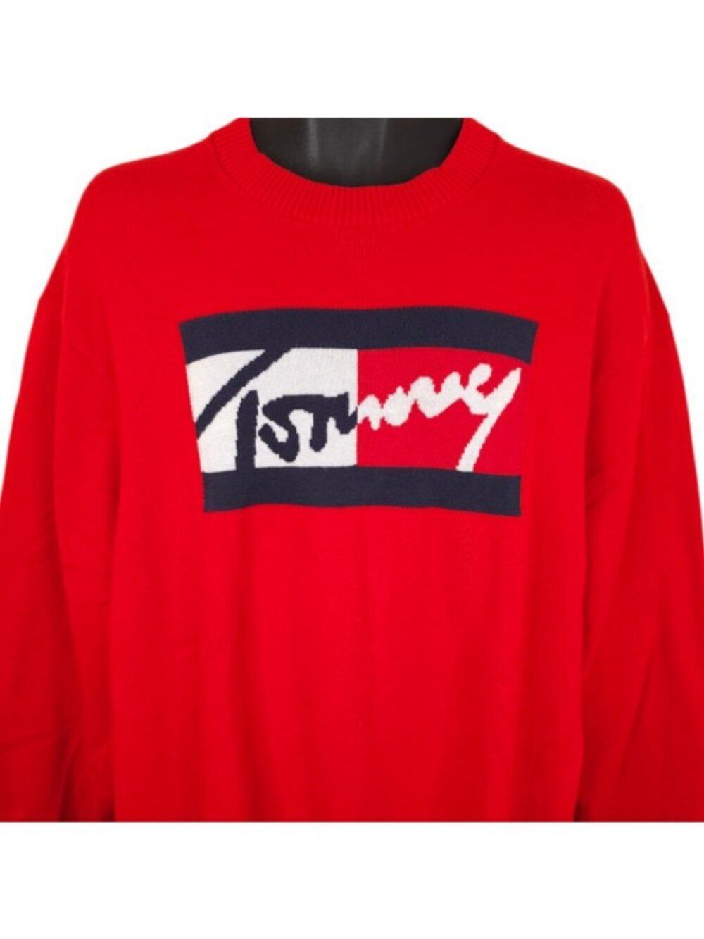 Tommy Hilfiger Sweater Mens Size 3XL Red Box Logo Tommy Jeans Streetwear